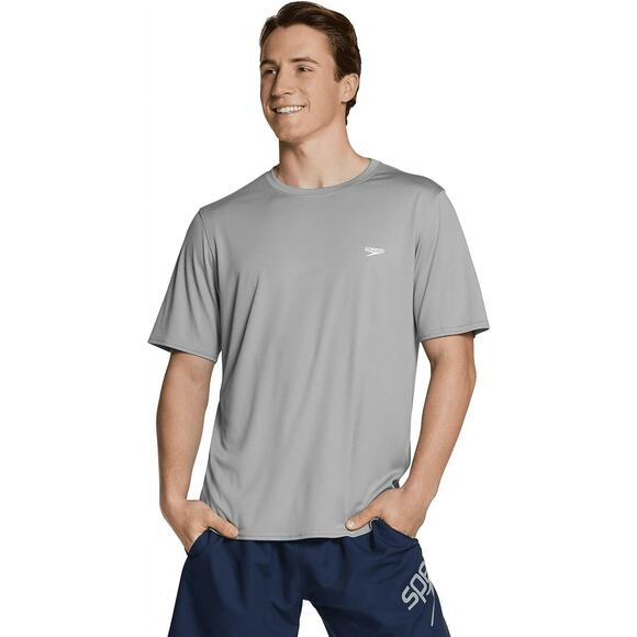 Speedo Men's Gray Rash Guard Swim Shirt - Size XXL - UV Protection - NWT - Picture 1 of 7